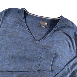 JF J Ferrar Mens V Neck Long Sleeve Sweater Blue Black‎ Heathered Size XXL
